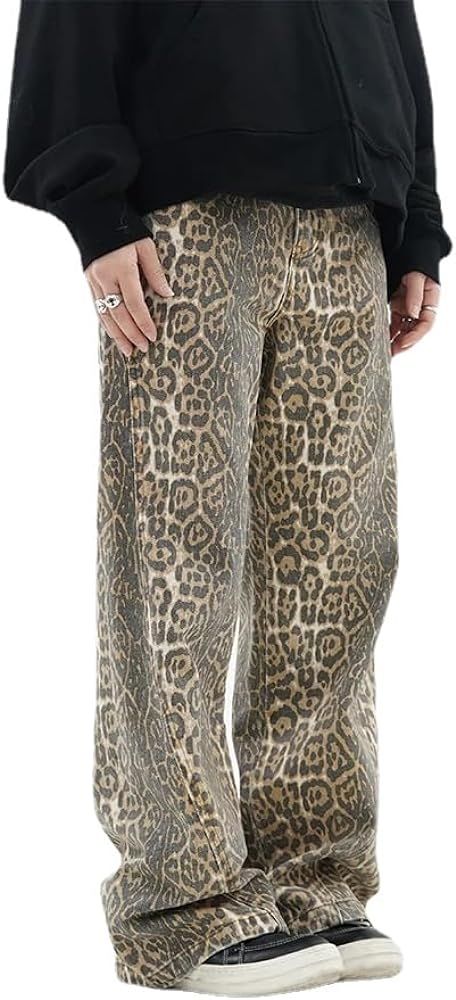 Leopard Print Jeans Y2k Jeans Leopard Jeans Grunge Y2k Pants Womens Baggy Jeans 2000s Leopard Pan... | Amazon (US)