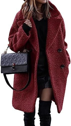 BTFBM Women 2025 Winter Faux Fur Coats Lapel Long Sleeve Fuzzy Fleece Outerwear Button Down Sherp... | Amazon (US)