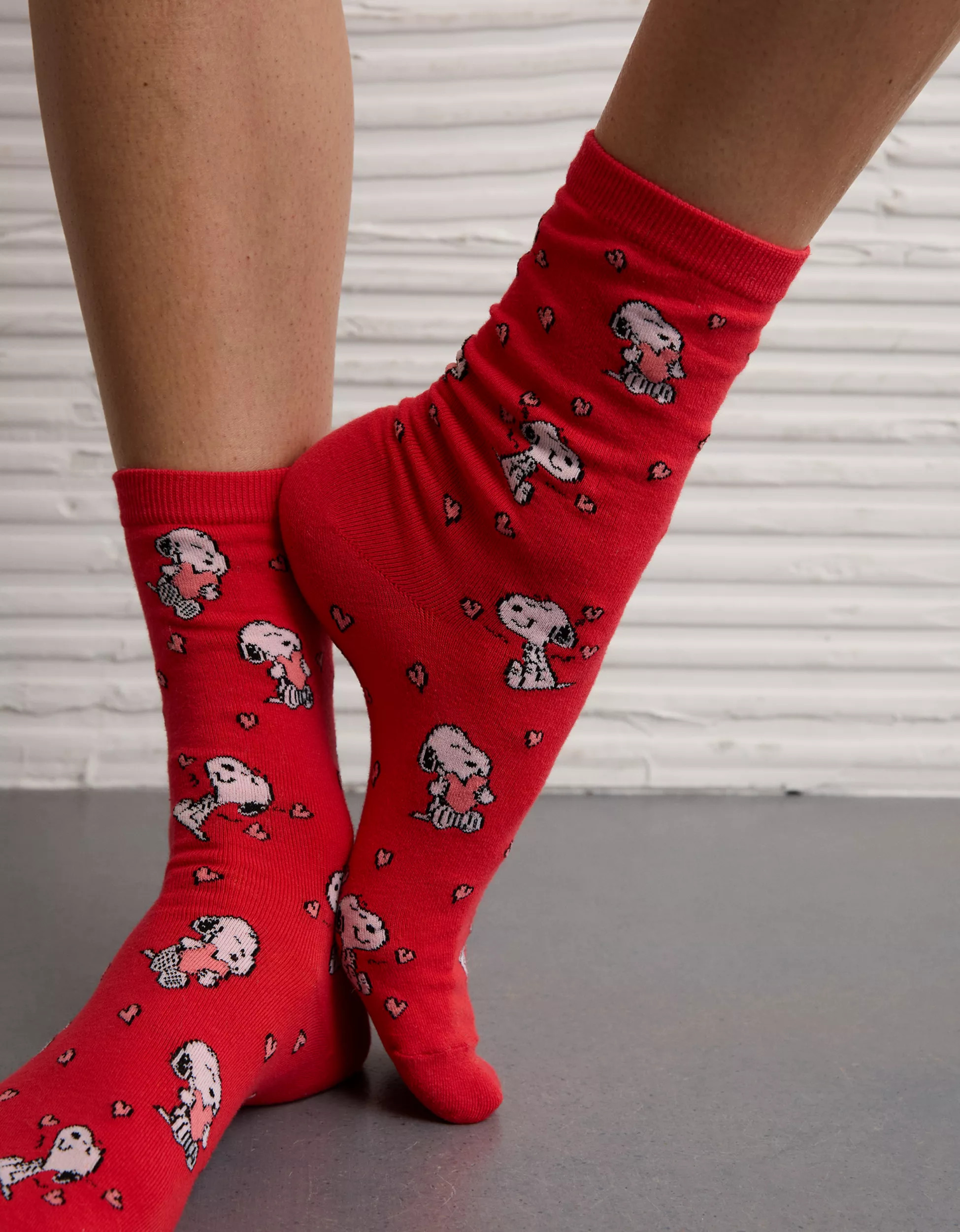 AE Snoopy Valentine's Day Crew Socks | American Eagle Outfitters (US & CA)