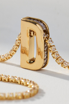 Large Shimmered Monogram Tennis Necklace | Anthropologie (US)