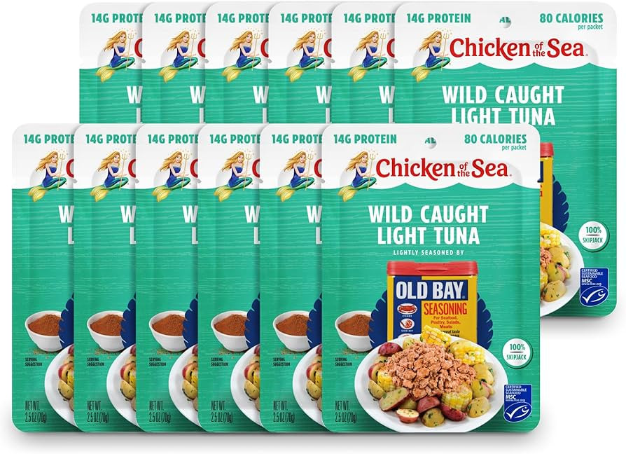 Chicken of the Sea Wild Caught Light Tuna, OLD BAY Seasoning, 2.5 oz. Packet (Box of 12) | Amazon (US)