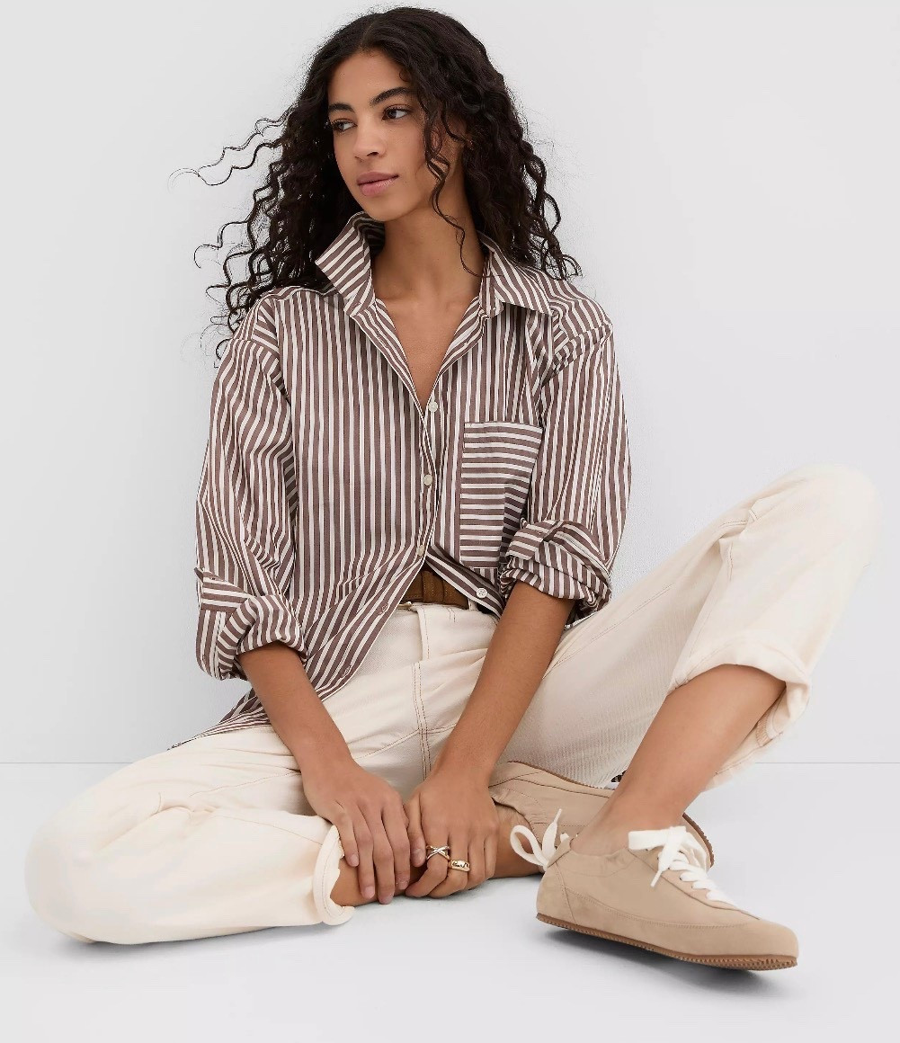 Striped poplin shirt. Classic, would have forever! 

#LTKOver40 #LTKSaleAlert