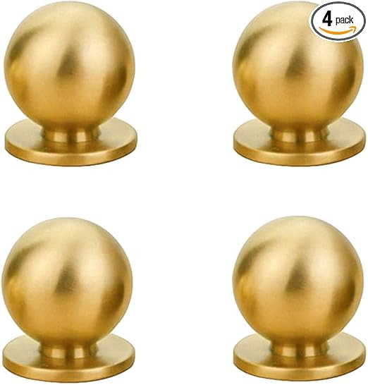 RZDEAL 4pcs 19MM Diameter Round Solid Brass Pulls Antique Cabinet Drawer Small Handles Modern Min... | Amazon (US)