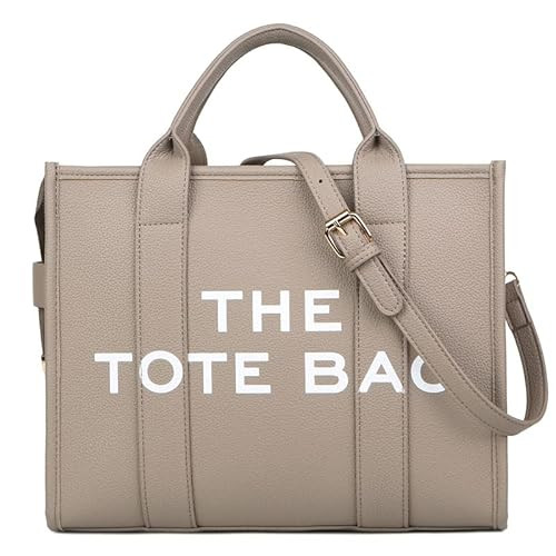 NEGBIU The Tote Bag for Women, PU Leather Tote Bag, Shoulder, Crossbody or HandBag for Work, Travel (10.6X13X6.3in) (Grey) | Amazon (US)