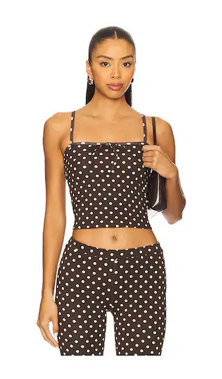 Tie Camisole in Brown Polka Dot | Revolve Clothing (Global)