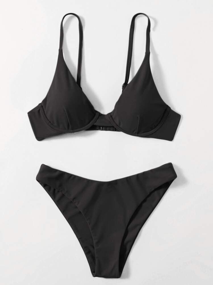 Plain Underwire Bikini Swimsuit | SHEIN