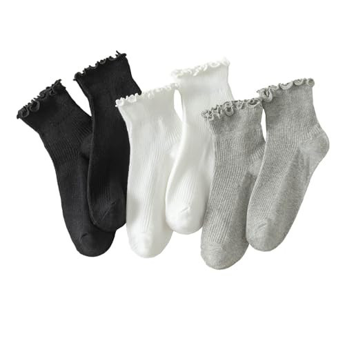Amazon.com: Hstyle Ruffle Socks Women, 6 Pairs of White Breathable Cool Ankle Socks : Clothing, S... | Amazon (US)
