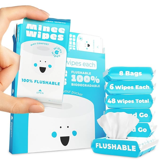 Impossibly Compact Travel Flushable Wipes with Natural Extracts - Skin-Friendly Wet Wipes, Hypoal... | Amazon (US)