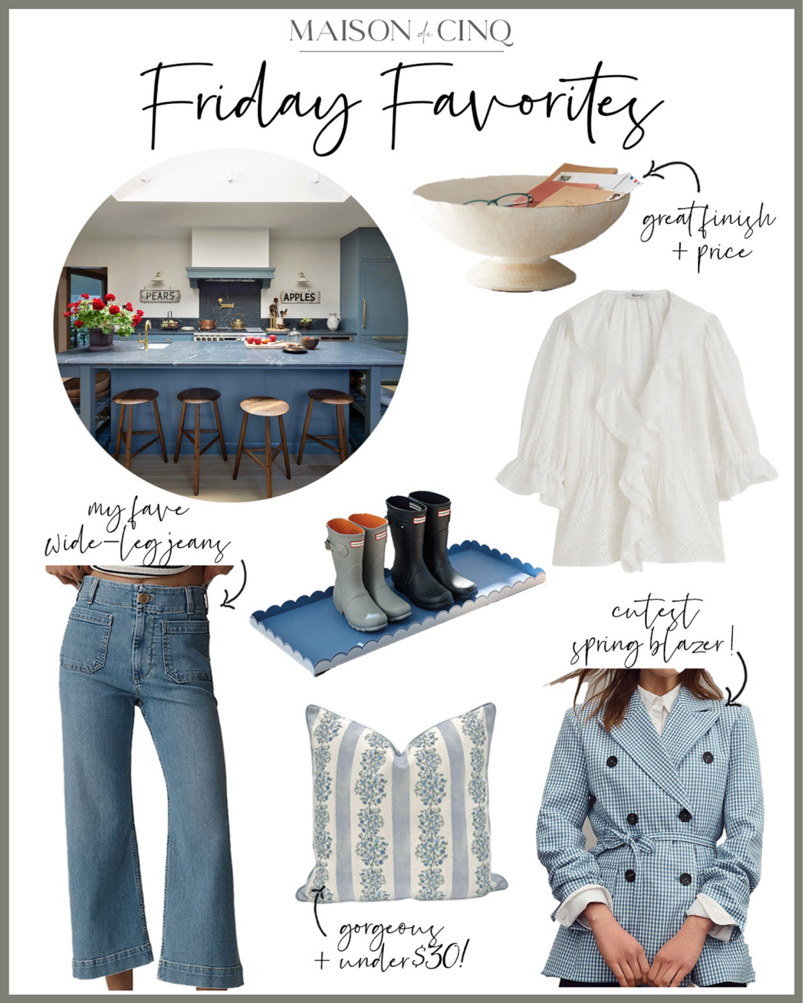 So many great finds for Friday Favorites this week like the BEST faux flowers ever!, gorgeous spring pillows for a steal, my fave wide leg jeans, pretty spring blouses and more!

Home decor, spring decor, speinf fashion, spring outfit, spring pillows, blazers, tops, vases, faux stems, spring stems 

#LTKOver40 #LTKFindsUnder50 #LTKHome