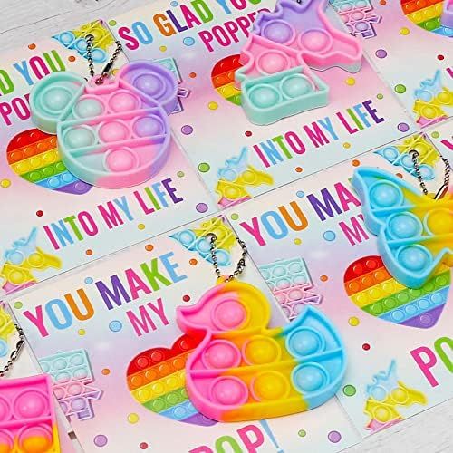 Valentines Day Gifts for Kids - 24 Valentines Cards with Pop Bubbles Bulk- Valentine Exchange for... | Amazon (US)