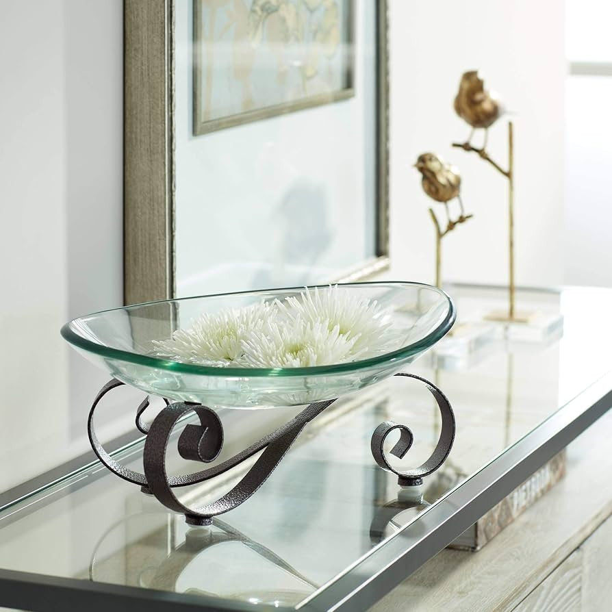 Kensington Hill Rayden Iron Scroll Stand with Oval Glass Bowl | Amazon (US)