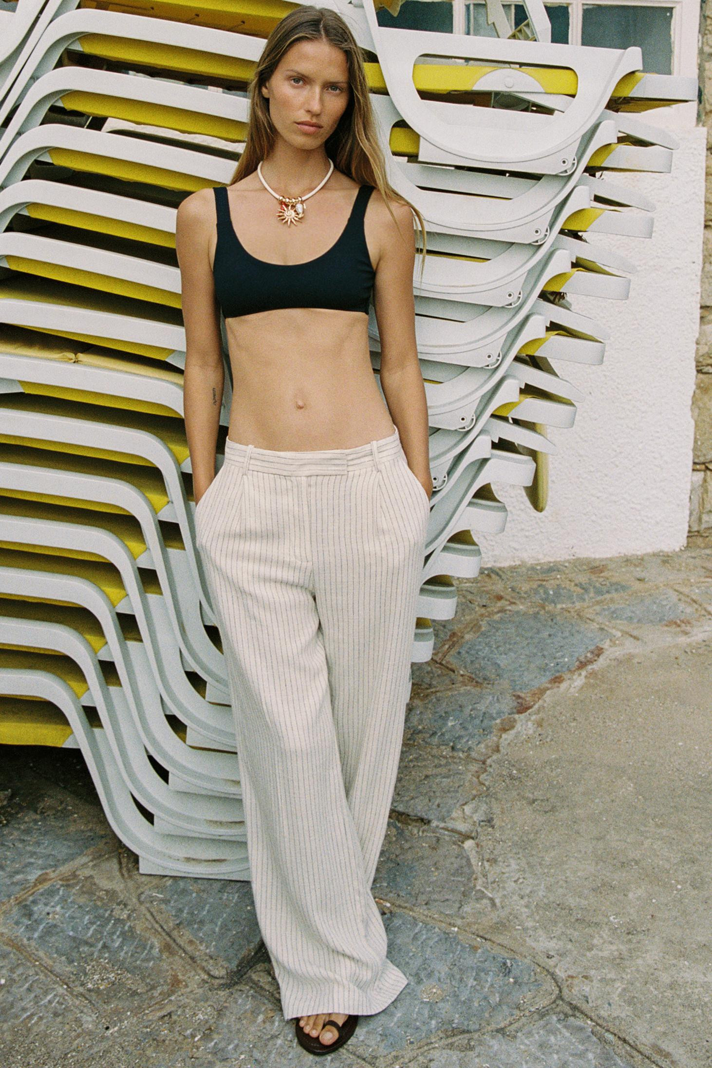STRIPED WIDE LEG PANTS | Zara US