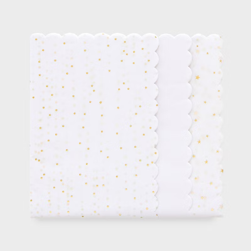 25ct Scallop Tissue Paper White/Gold - Sugar Paper™ + Target | Target