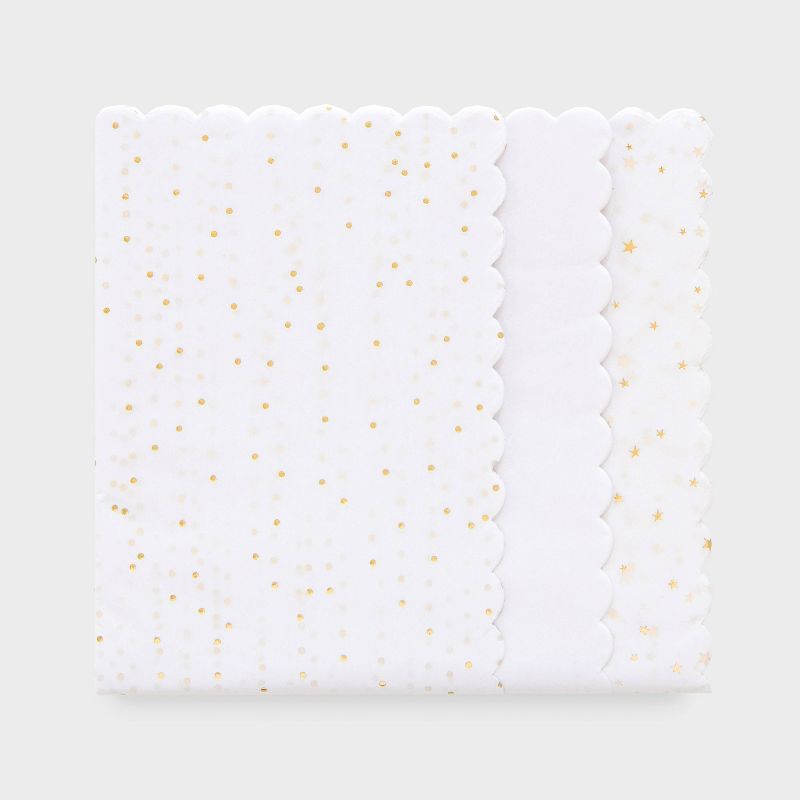 25ct Scallop Tissue Paper White/Gold - Sugar Paper&#8482; + Target | Target