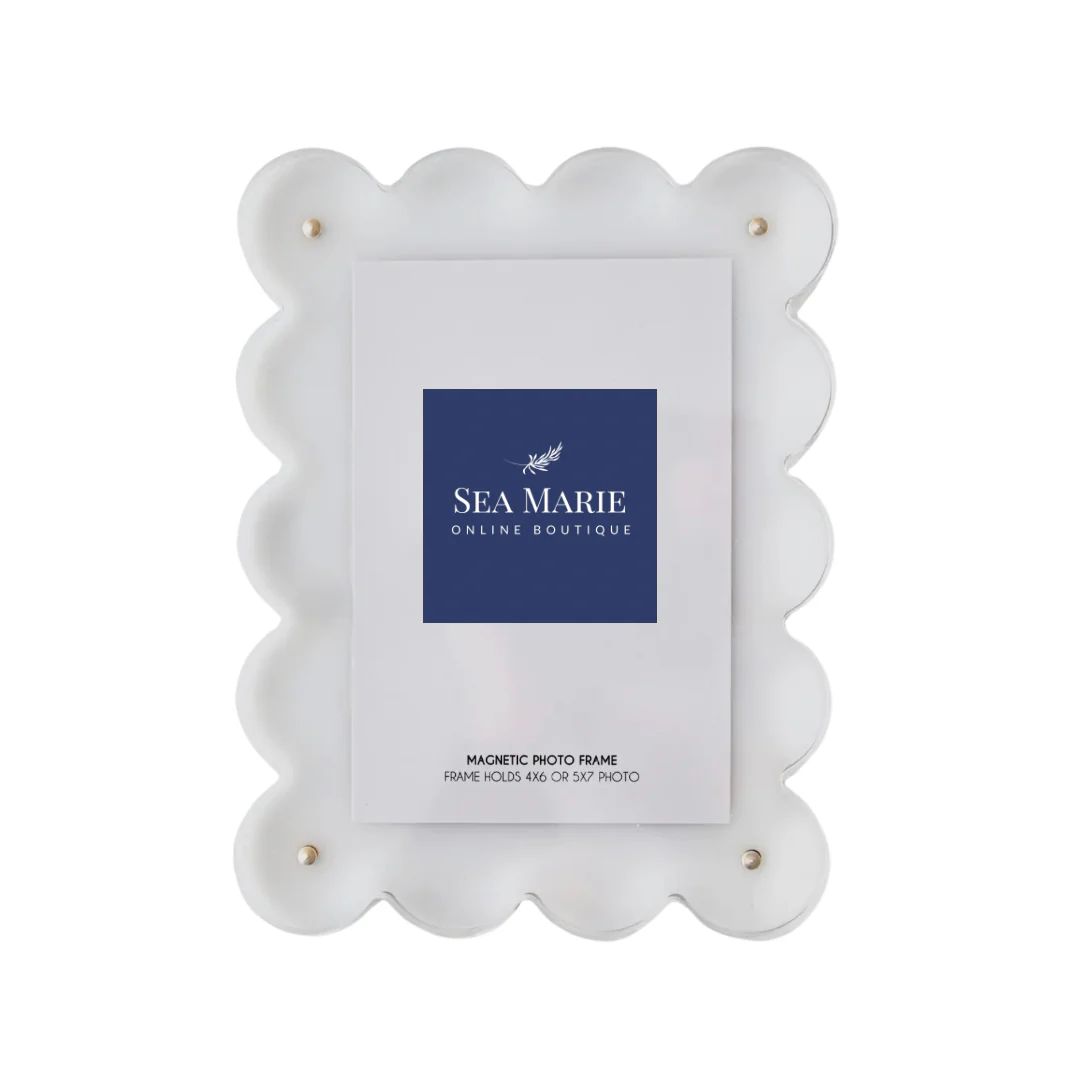 White Acrylic Scalloped Picture Frame (Ships 1/16) | Sea Marie Designs