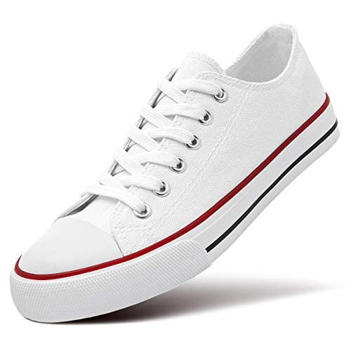 ZGR Women’s Canvas Low Top Sneaker Lace-up Classic Casual Shoes Black and White | Amazon (US)