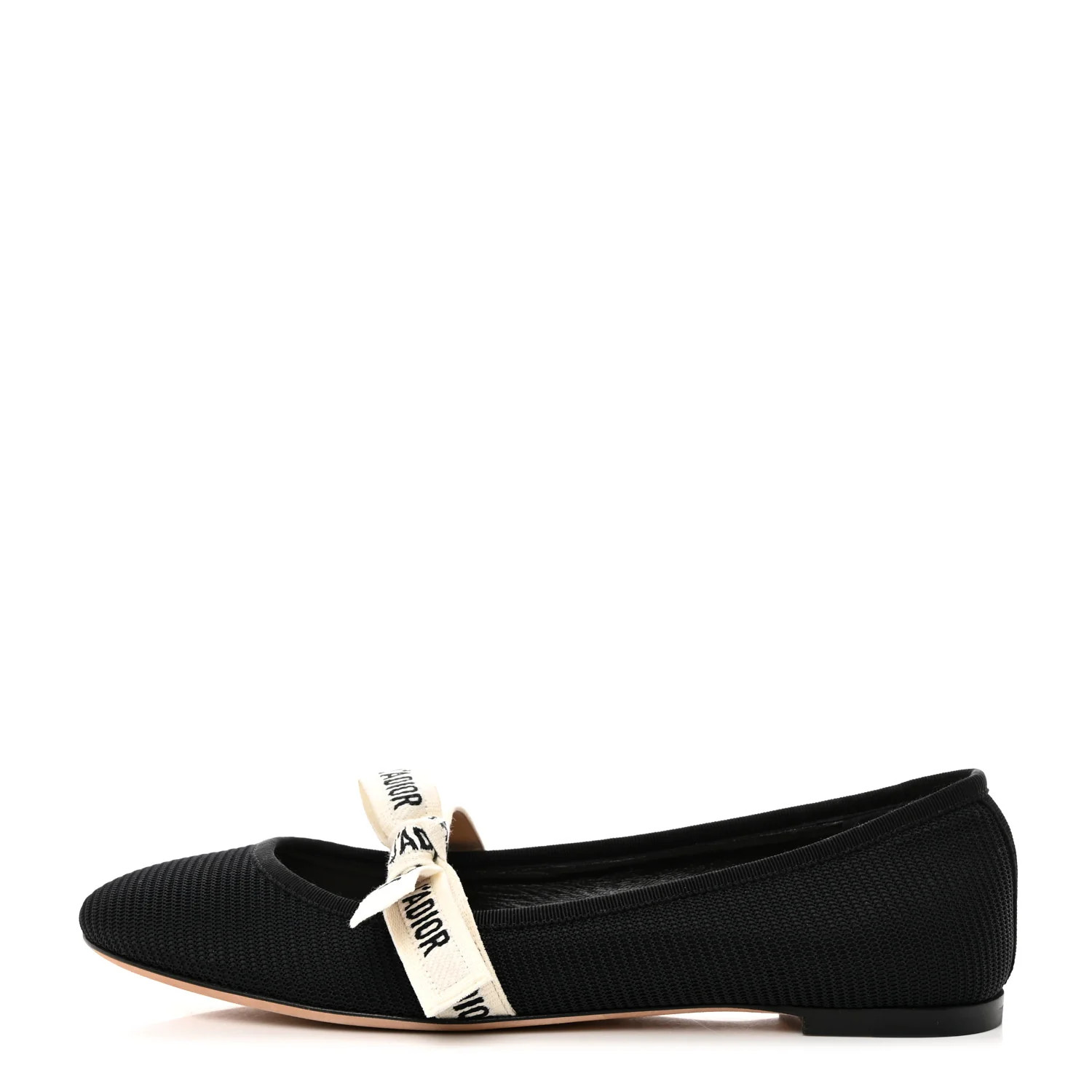 Fabric Ribbon Embroidered J'Adior Ballet Flats 39.5 Black | FASHIONPHILE (US)