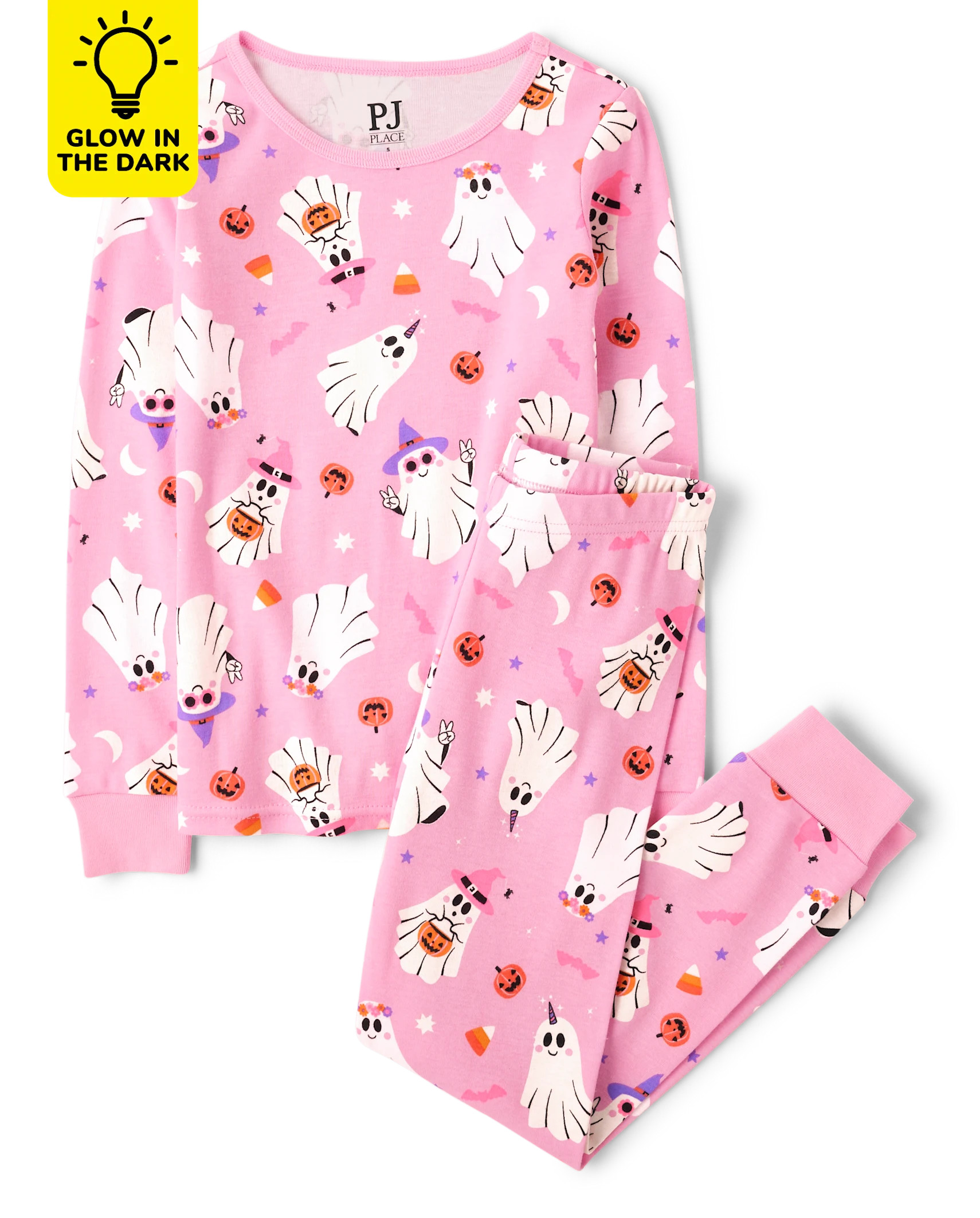 Girls Glow Ghost Snug Fit Cotton Pajamas - luau | The Children's Place