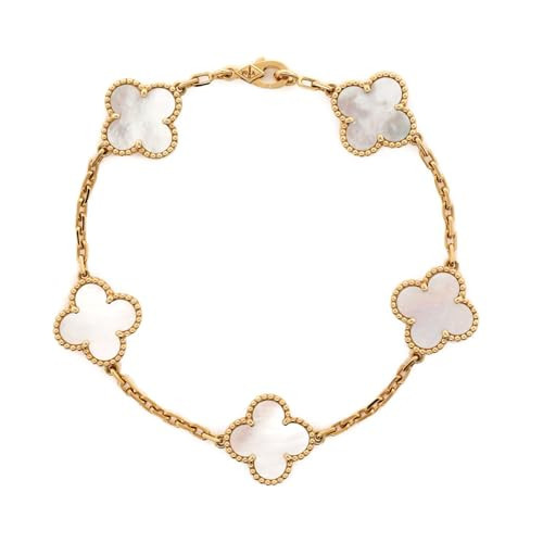 Van Cleef & Arpels, Pre-Loved Vintage Alhambra 5 Motifs Bracelet 18K Yellow Gold and Mother of Pearl, Yellow Gold | Amazon (US)