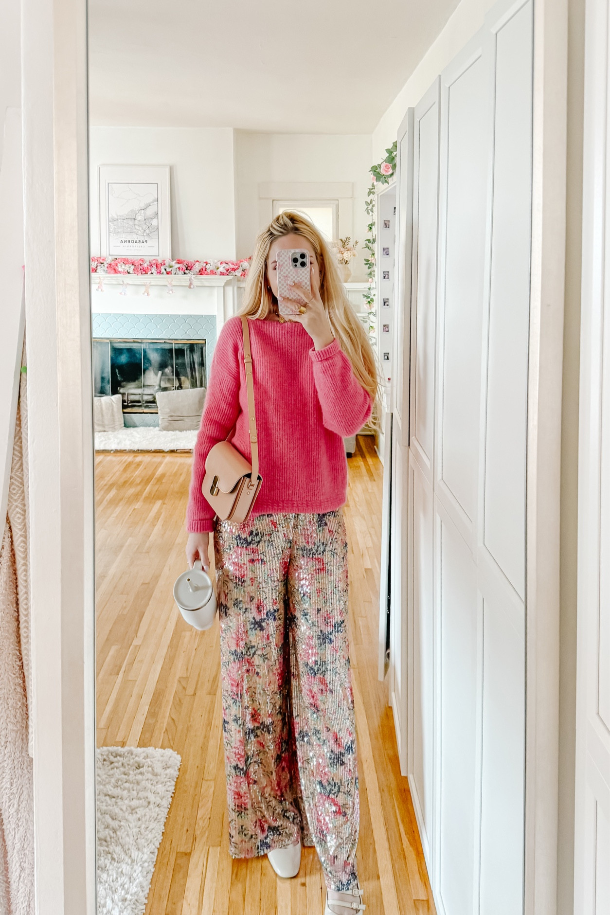 Sézane outfit - pink sweater (size small) floral flowy pants (size 4) 

#LTKSeasonal #LTKstyletip #LTKFestival