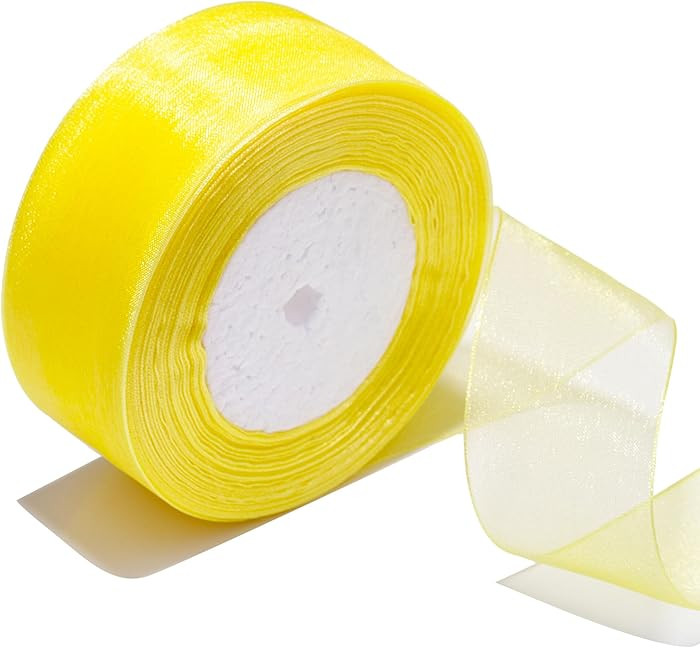 1-1/2 Inch Sheer Organza Ribbon 50 Yards Yellow Chiffon Ribbon for Gift Wrapping,Bouquets,Wedding... | Amazon (US)