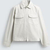 Zara - Zip-Up Denim Overshirt - White - S - Man | Zara US