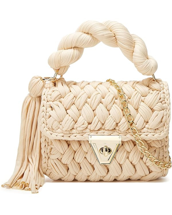 Tote Purse Crossbody Bags for Women Chunky Yarn Knit Shoulder Bag Crochet Handbags Handwoven Tote... | Amazon (US)