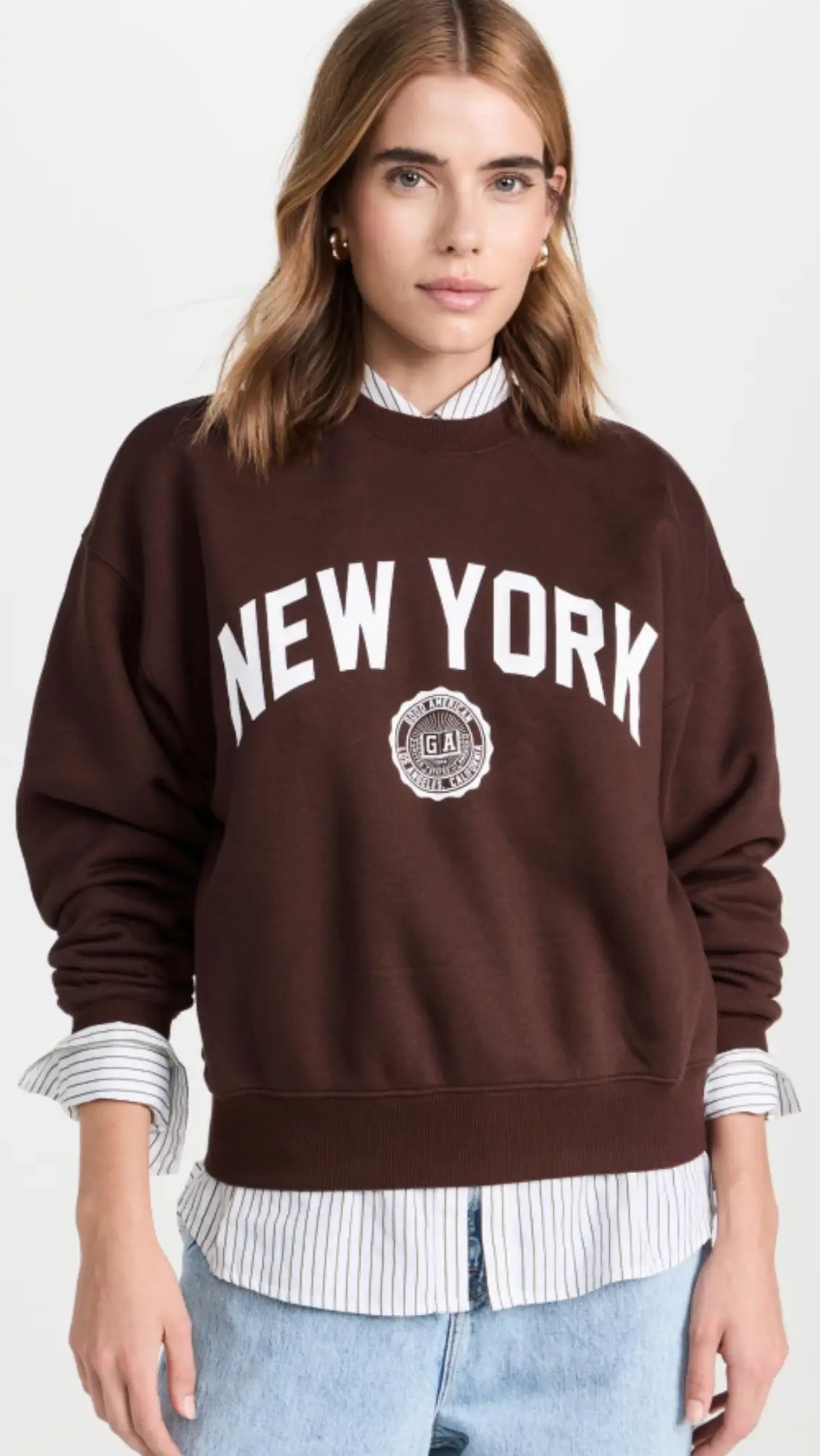 Good American Brushed Fleece Graphic Crew Sweatshirt New York | Shopbop | Shopbop