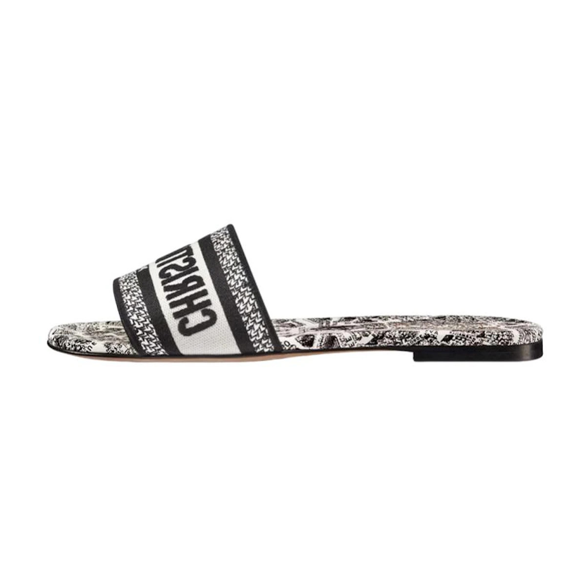 Buy (Women) Dior Dway Embroidered Canvas Slide 'Black White' KCQ209KPY_S15W | Novelship