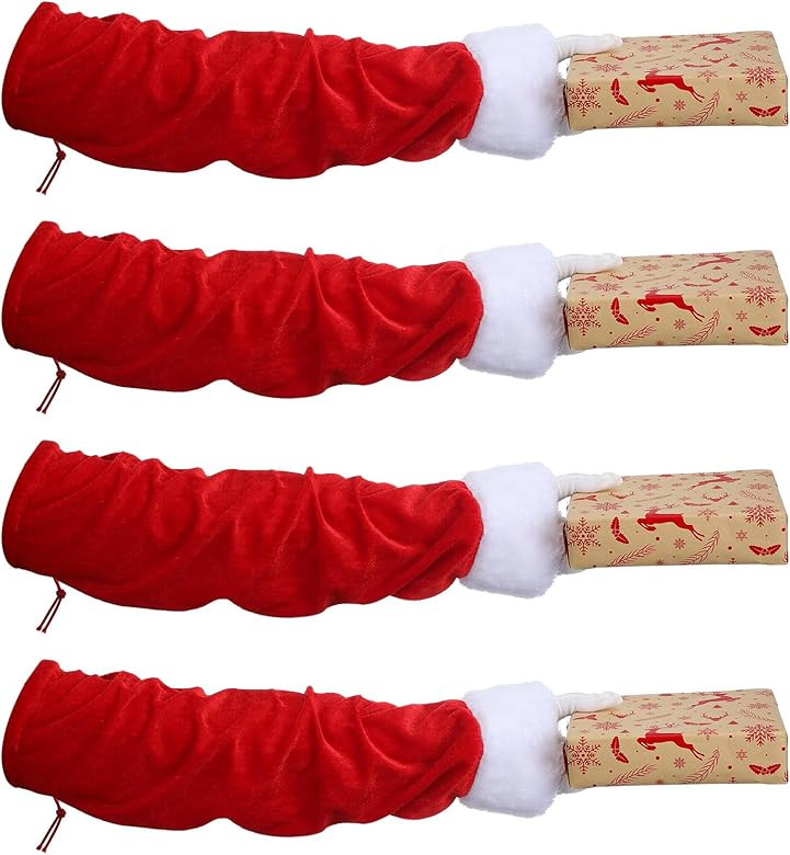 Hicarer 4 Pcs Christmas Santa Sleeve with Furry Cuff Costume Gloves Velvet Christmas Accessories ... | Amazon (US)
