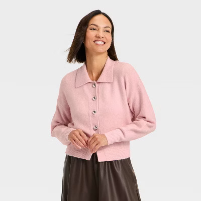 Women's Long Sleeve Heart Button Cardigan Sweater - A New Day™ | Target