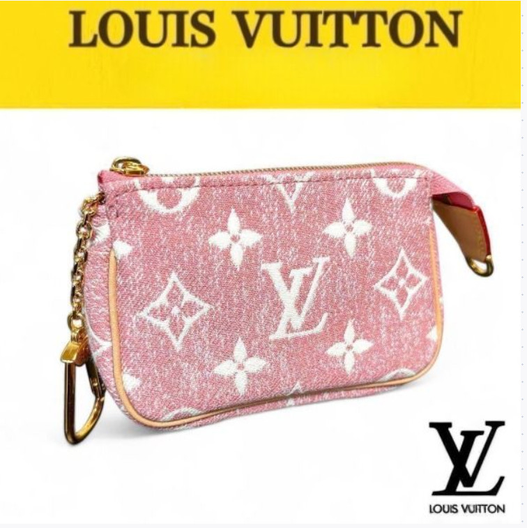 Louis Vuitton Monogram Jacquard Denim Micro Pochette Accessoires Pink | eBay US