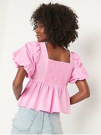 Puff-Sleeve Ruched Smocked Babydoll Swing Blouse for Women | Old Navy (US)