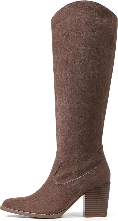 MeiLuSi Womens Knee High Boots Pointed Toe Suede Boots Chunky Heel Faux Slouchy Shoes Tall Fall 2... | Amazon (US)