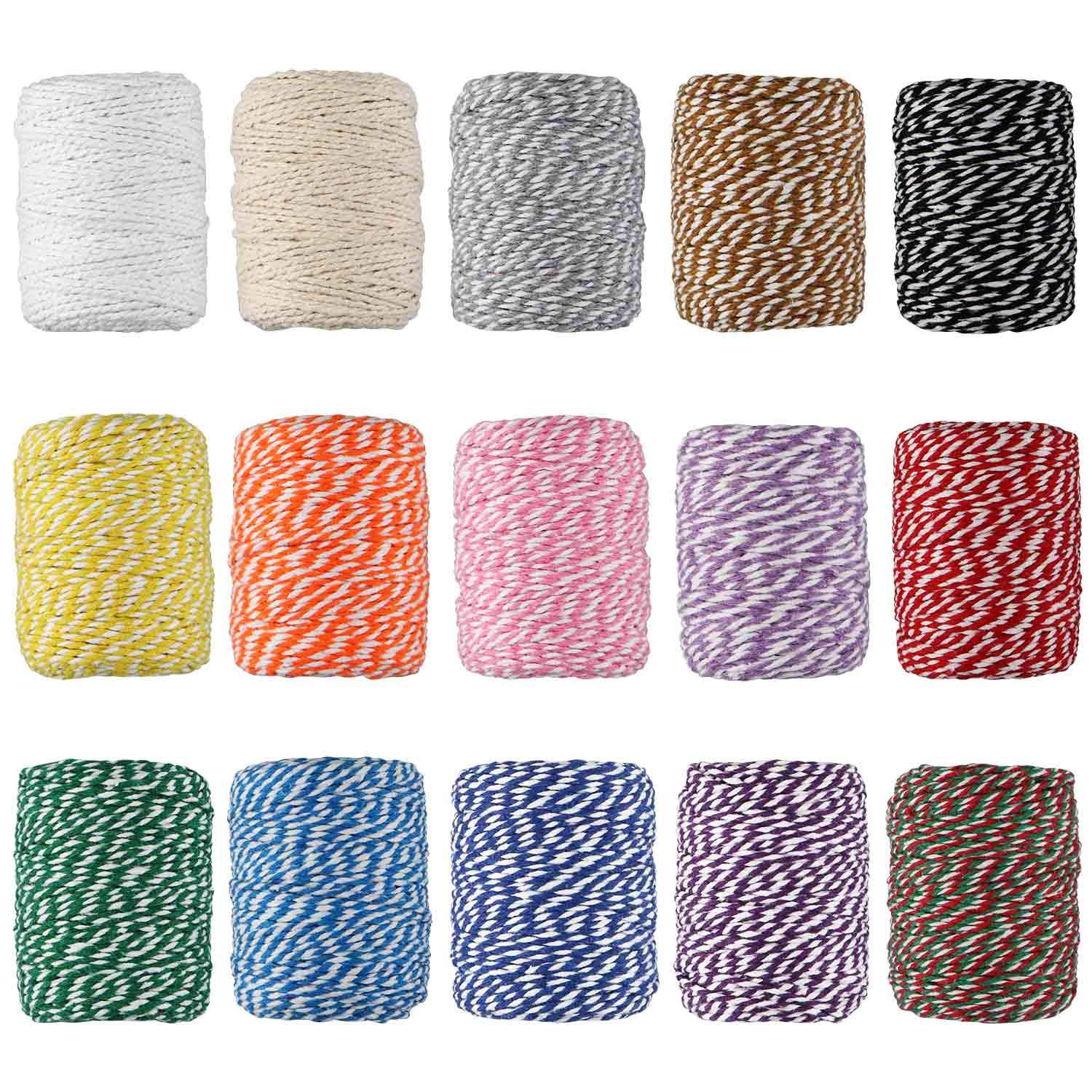 HULISEN Colorful Bakers Twine, 15 Rolls 2mm 3 Strands Cotton String for Cooking, Artworks, DIY Cr... | Amazon (US)