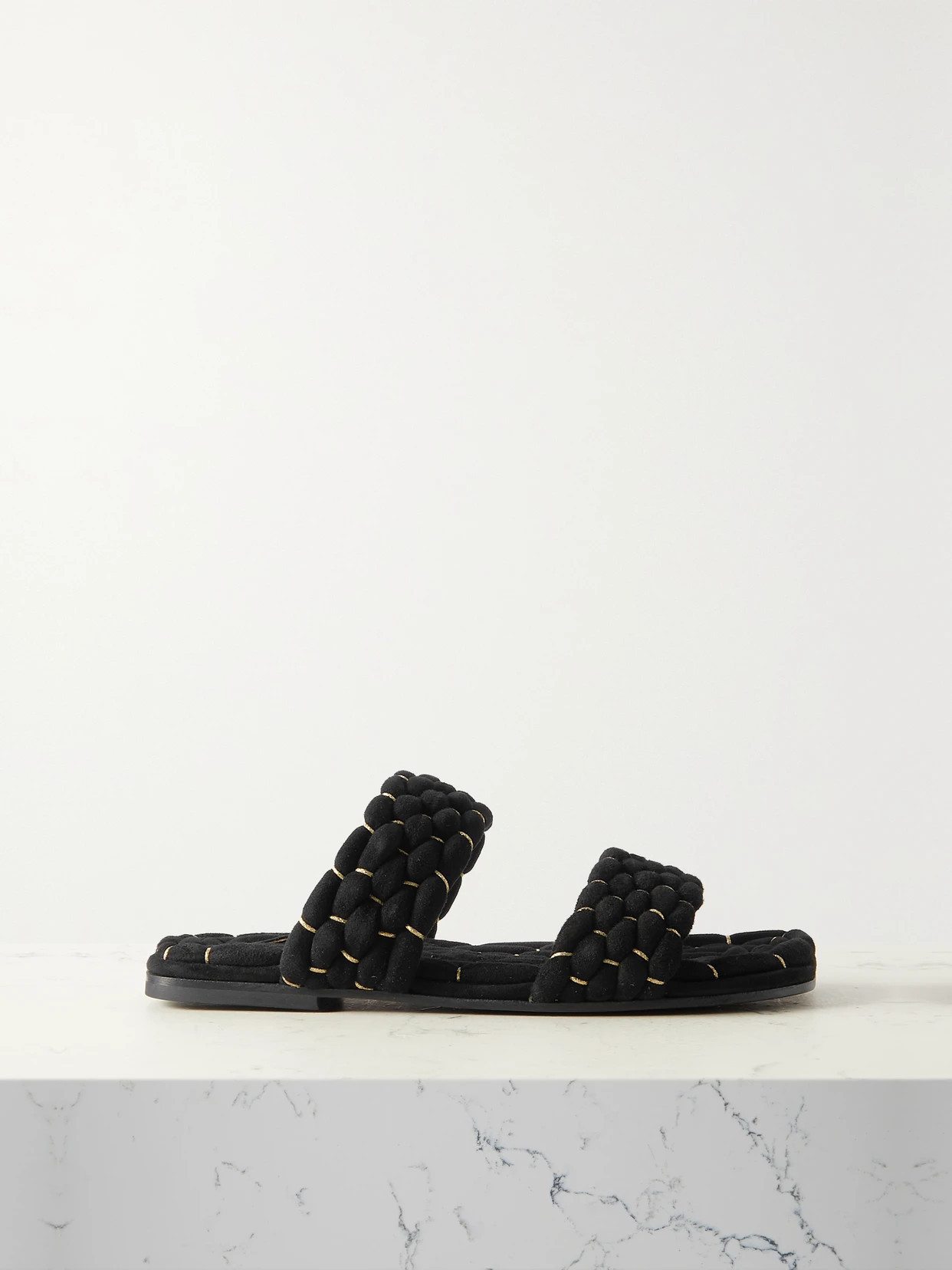 Dries Van Noten - Woven Metallic Suede Slides - Black | NET-A-PORTER (UK & EU)