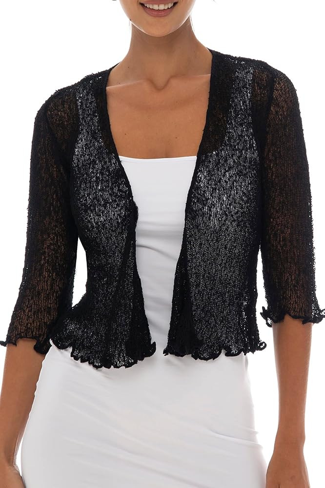 Back From Bali Womens Sheer Shrug Cardigan Lightweight Knit | Amazon (US)