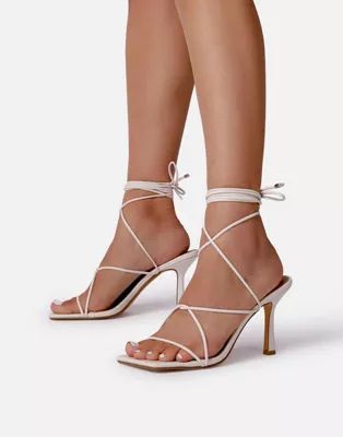 Ego x Jess Hunt strappy heel sandals in cream | ASOS (Global)