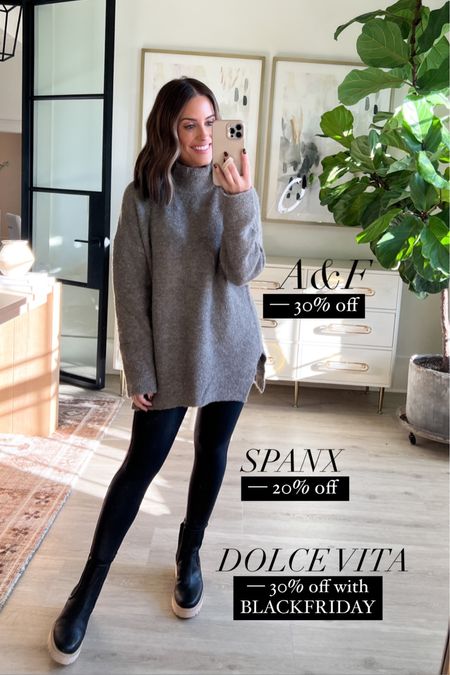 Entire outfit on sale! Sweater (small), spanx faux leather leggings (petite small), and boots (tts) // winter outfit // 

#LTKshoecrush #LTKsalealert #LTKstyletip
