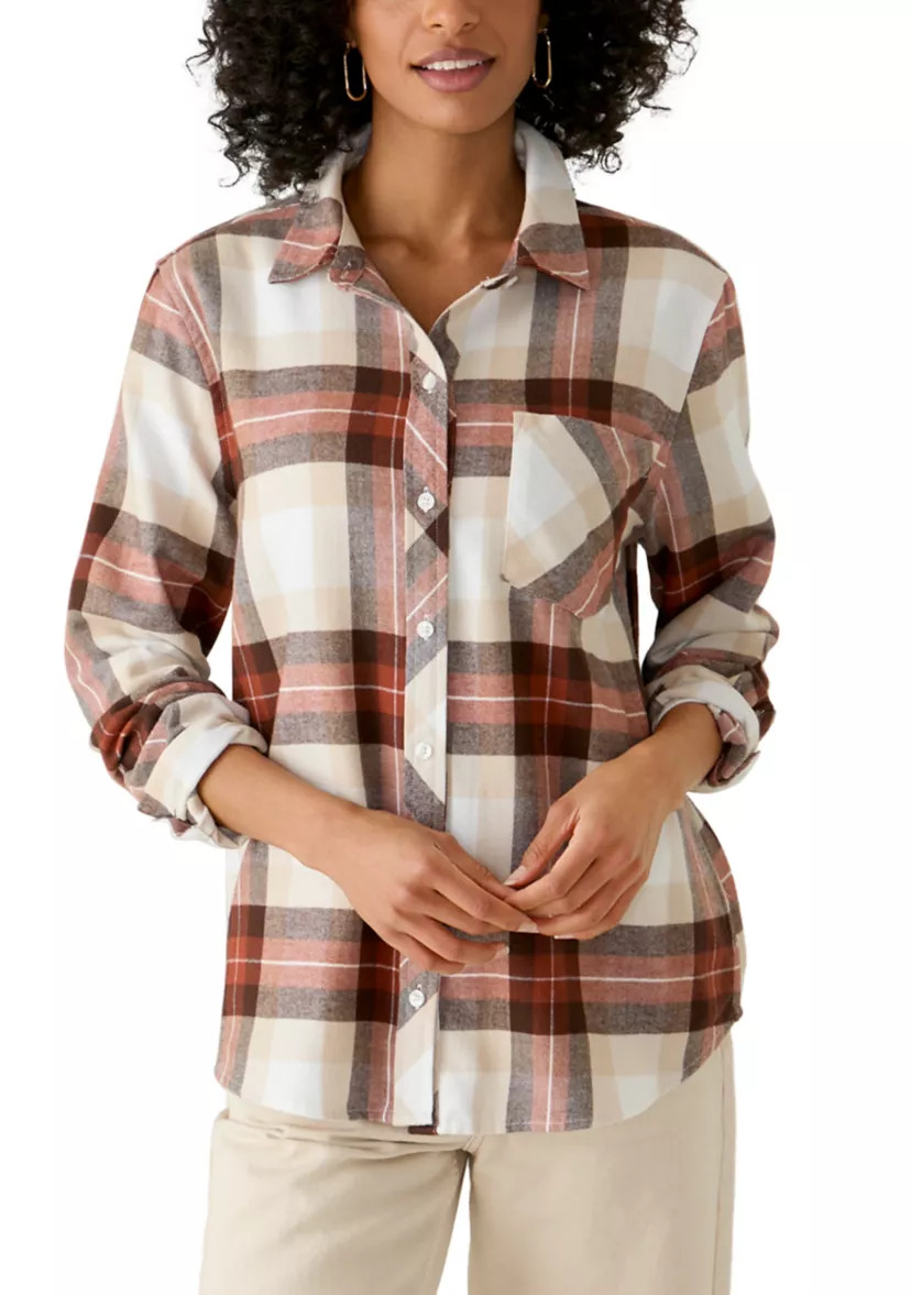 Women's Long Sleeve Super Soft Flannel Button Down Shirt | Belk