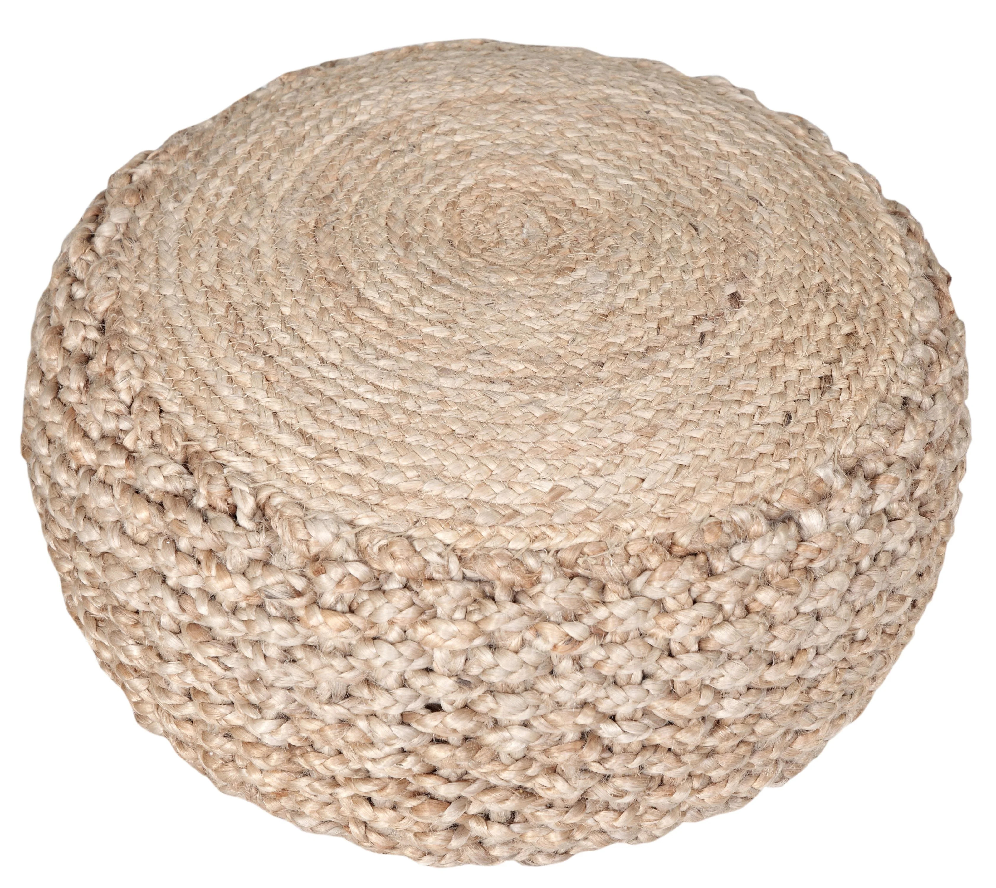 LR Home Small Braided Solid Indoor Round Pouf, Natural, 20" x 20" x 10" | Walmart (US)