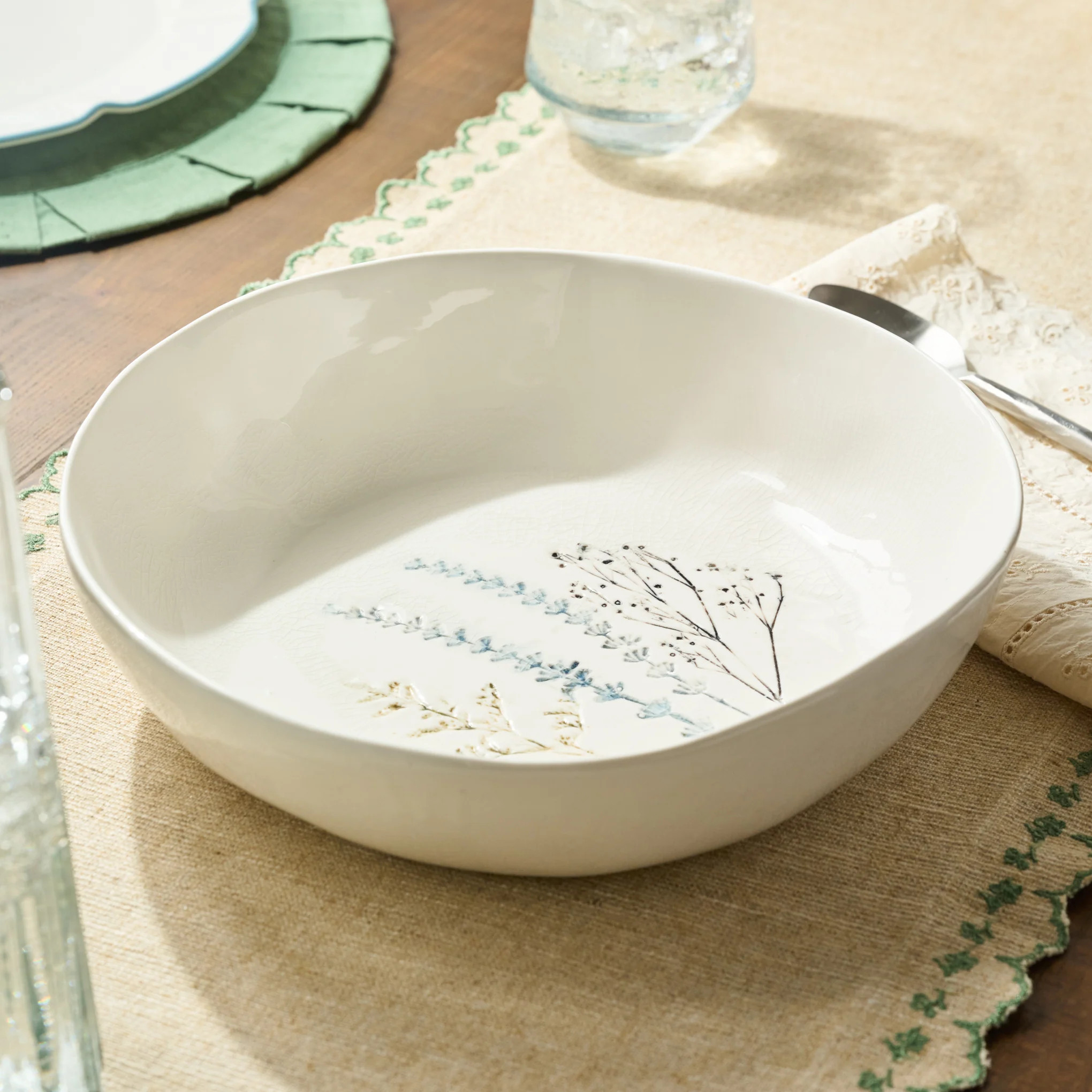 Pressed Floral Serving Bowl | Magnolia