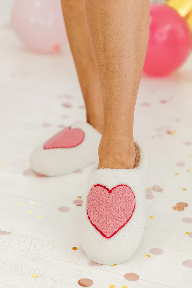 Red, Pink, And White Heart Slippers | Pink Lily