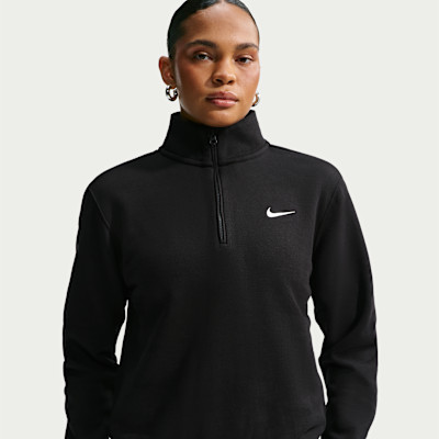 Nike Women's Studio Fleece Medium Weight 1/4-Zip Top in Black | IV4886-001 | Nike (US)