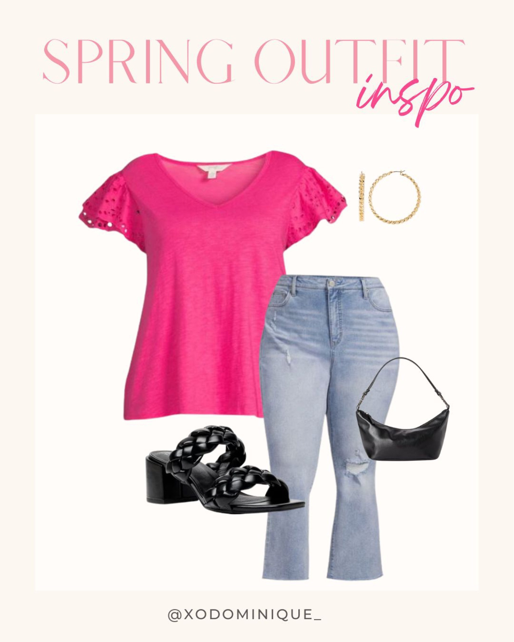 A cute last minute Valentine’s Day outfit! 💕🌹 these shoes are super comfy and I will be wearing this little bag for my dinner date that day. 

Plus size valentines outfit 
Braided sandals 
Black little bag 
Pink top & jeans outfit 

#LTKcurves #LTKunder100 #LTKshoecrush