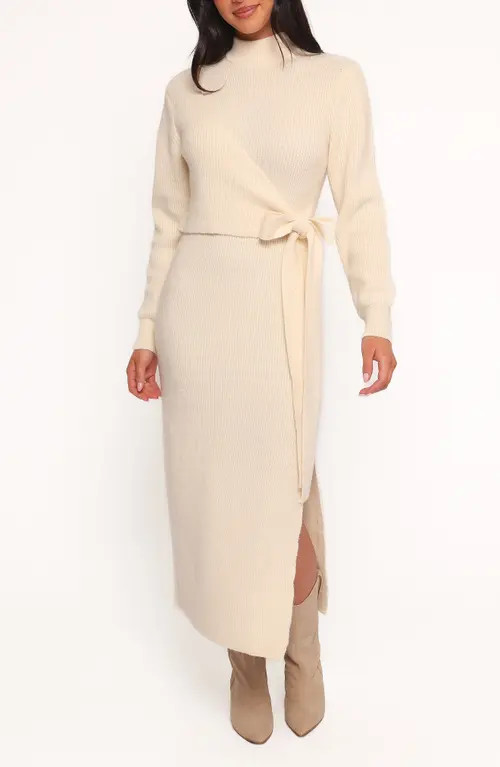 Petal & Pup Aerin Long Sleeve Knit Dress in Cream at Nordstrom, Size Medium | Nordstrom