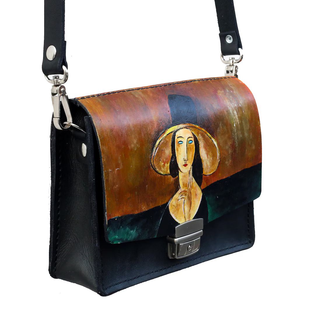 Vintage Leather Bag Hand Painted Artistic Design - Etsy | Etsy (US)