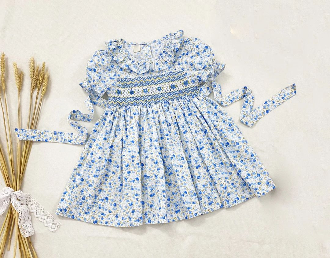 Ready To Ship Baby Girl Spring Easter Liberty Vintage Floral Hand Smocked Dress | Etsy (US)