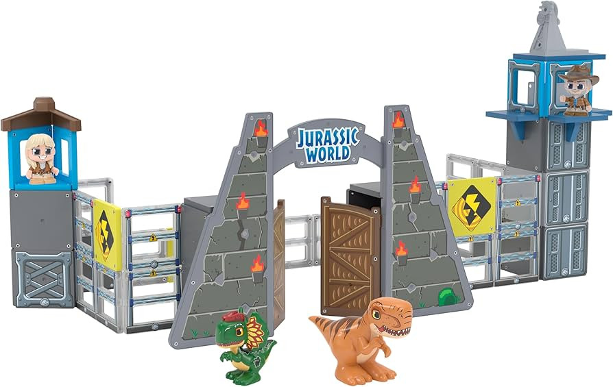 Tile Town Jurassic World Gate Escape Magnetic Tiles Set, 84 Piece Interactive Dinosaur STEM Toys ... | Amazon (US)