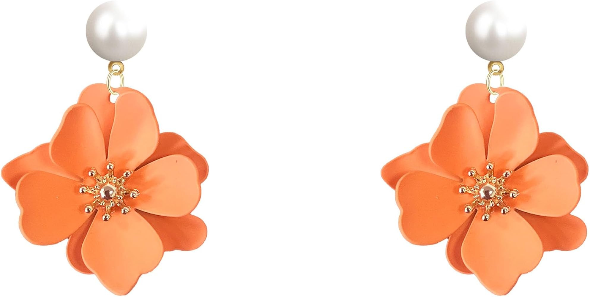 Pearl Flower Stud Earrings for Women Floral Pearl Earrings with Gold Bud Small Studs Hypoallergen... | Amazon (US)